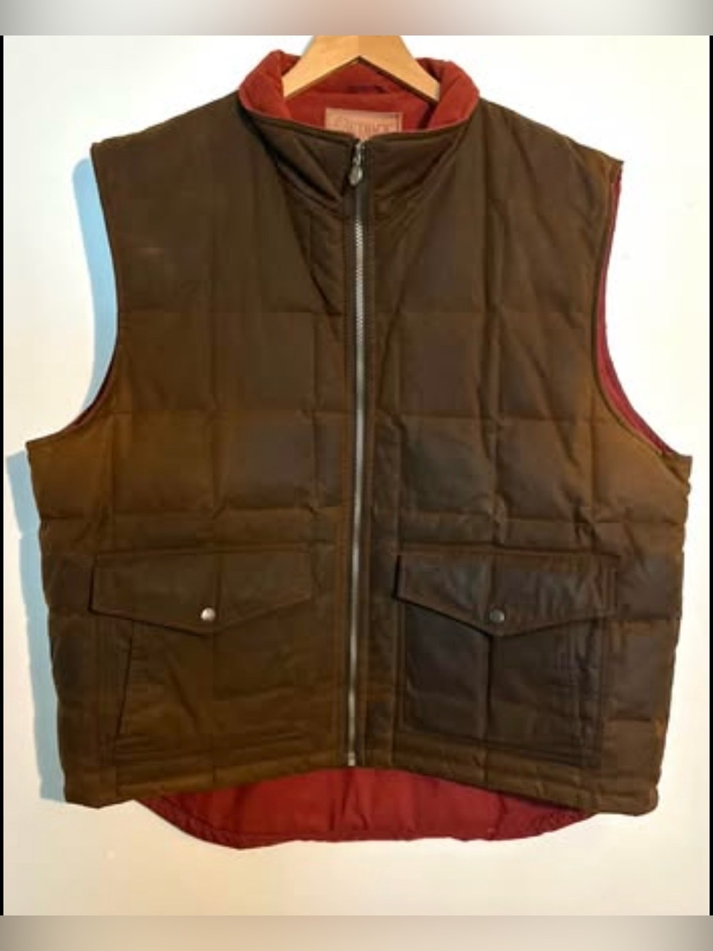 Outback Trading Co. Men's Quilted Brown Vest with Red Lining